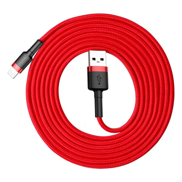 Holdbart fleksibelt USB-kabel Iphone Lightning QC3.0 1,5A 2M rød