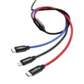 Miniatyrbild 5 av 6: Slitstark kabel 3in1 USB microUSB Iphone Lightning USB-C 3.5A 1.2M svart