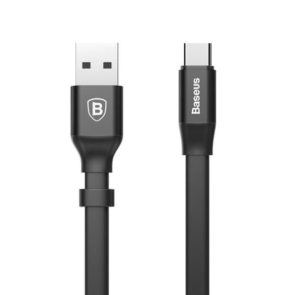 Platt kabel USB-C USB-kabel med hållare 2A 23CM svart