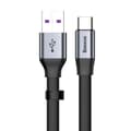 Miniatyrbillede 1 af 6: Enkelt fladt kabel USB-C 5A 40W Quick Charge 3.0 QC 3.0 23cm grå