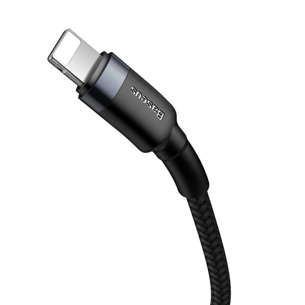 Holdbart nylonkabel USB-C PD Iphone Lightning 18W QC3.0 1m sort-grå