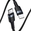 Miniatyrbillede 2 af 6: Holdbart nylonkabel USB-C PD Iphone Lightning 18W QC3.0 1m sort-grå