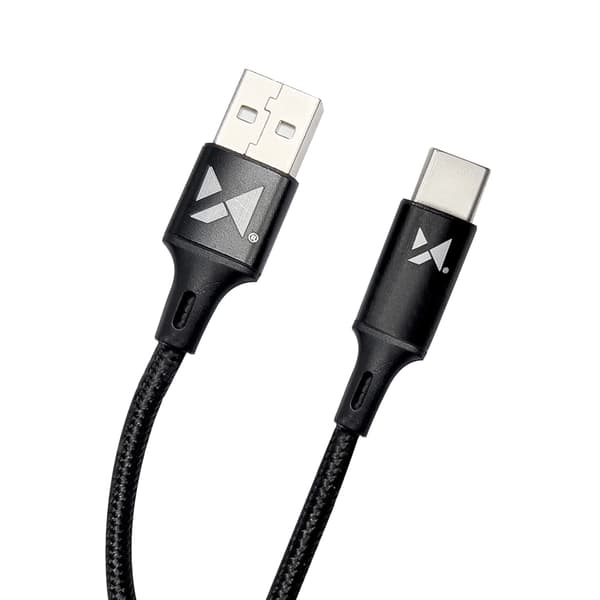 Stærkt flettet kabel USB-C 2.4A 2m sort