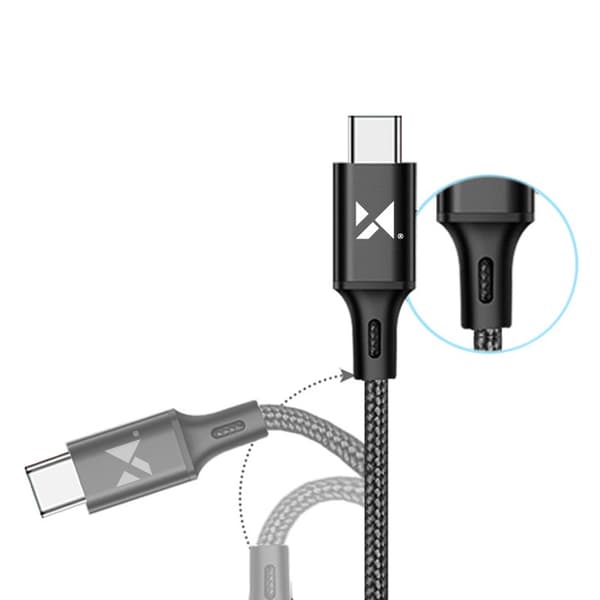 Stærkt flettet kabel USB-C 2.4A 2m sort