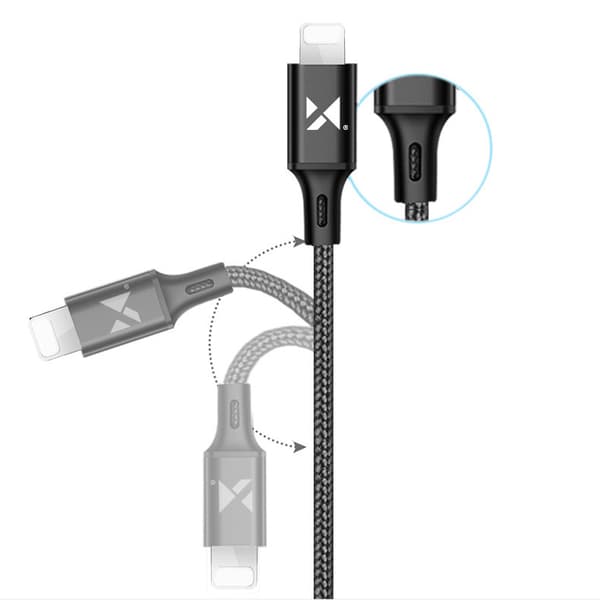 Iphone Lightning 2.4A USB kabel 1m sort