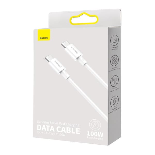 Superior kabel USB-C USB-C Quick Charge FCP 100W 5A 20V 2m hvid