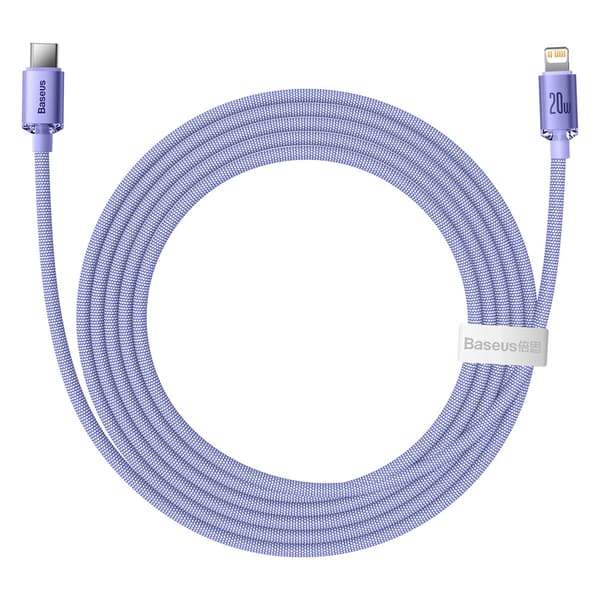 Kaapeli nopeaan lataukseen ja tiedonsiirtoon USB-C Iphone Lightning 20W 2m violetti
