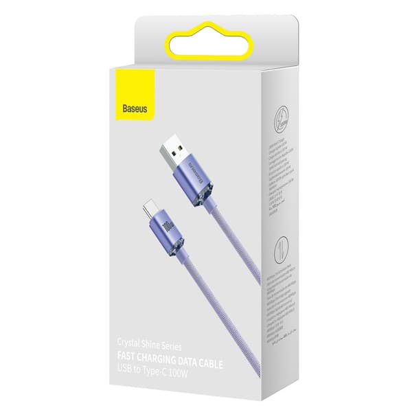 Kabel för snabbladdning och dataöverföring USB USB-C 100W 1,2m lila