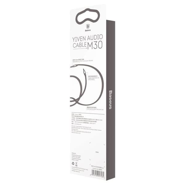 Yiven M30 AUX stereo ljudkabel kabel 3,5 mm hane minijack 1m silver-svart