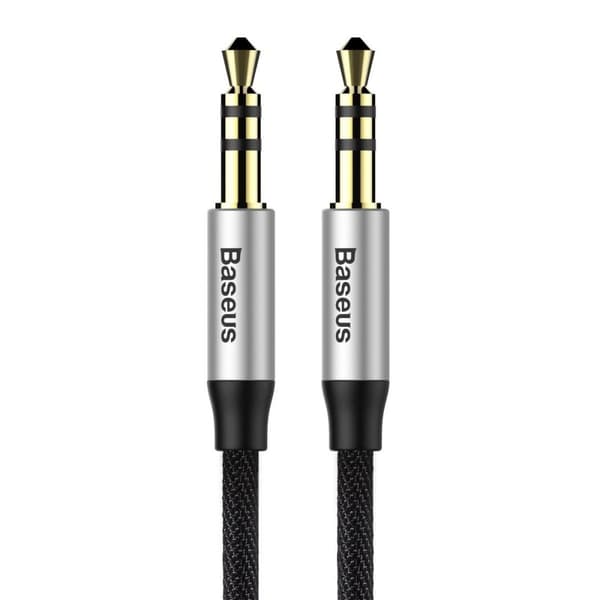 Yiven M30 AUX stereo ljudkabel kabel 3,5 mm hane minijack 1m silver-svart