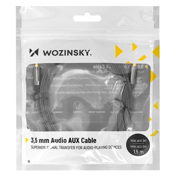 Universal kabel AUX mini jack kabel 1,5m sort