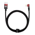 Miniatyrbillede 1 af 6: Vinklet strømforsyningskabel med side USB-C stik til Iphone Lightning 1m 20W rød