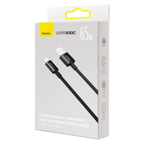 Superior Series SUPERVOOC USB-A til USB-C kabel 65W 2m sort