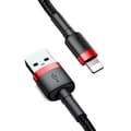 Miniatyrbild 5 av 6: Slitstark flätad USB-kabel för iPhone Lightning QC3 2m - svart och röd