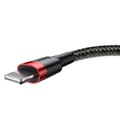Miniatyrbild 2 av 6: Slitstark flätad USB-kabel för iPhone Lightning QC3 2m - svart och röd