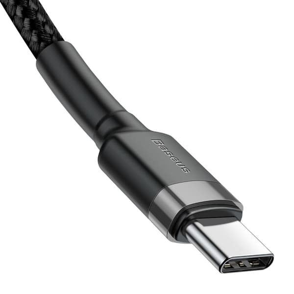 Slitstark flätad kabel USB-C till USB-C QC3 2m - svart och grå
