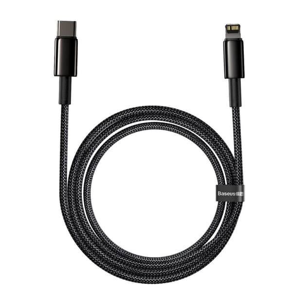 Kabel til iPhone USB-C - Lynhurtig opladning 20W 2m - helt sort