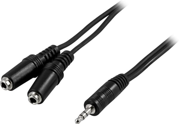DELTACO Ljudkabel, 1x3,5mm ha - 2x3,5mm ho, 1 m (MM-10B)