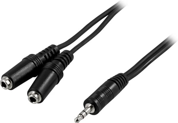 DELTACO Ljudkabel, 1x3,5mm ha - 2x3,5mm ho, 1 m (MM-10B)