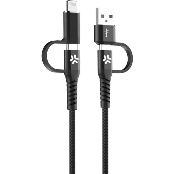4-i-1 kabel USB-C/USB-A til USB-C/Lightning Max 60W 2 m Sort