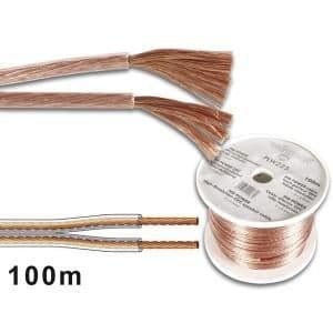 Professionell kabel för högtalare 2x1.50mm - Transparent - Längd 100m på rulle