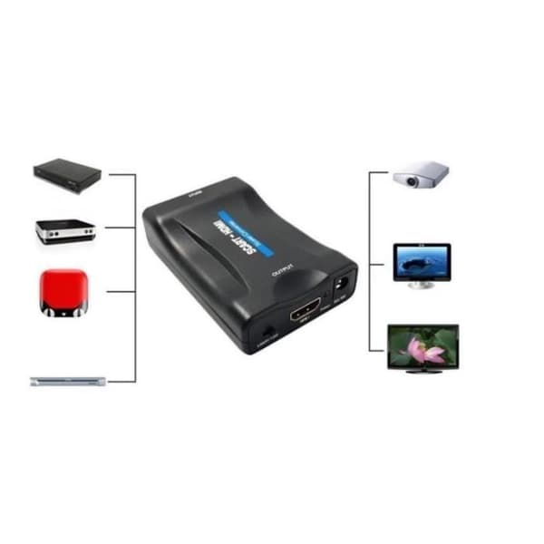 Scart till HDMI-omvandlare Scart till HDMI-adapter 1080P 60HZ HD-stöd PAL/NTSC/SECAM för PS4/PS3/TV/DVD