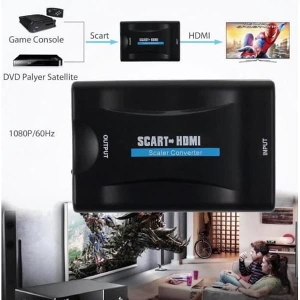 Scart till HDMI-omvandlare Scart till HDMI-adapter 1080P 60HZ HD-stöd PAL/NTSC/SECAM för PS4/PS3/TV/DVD