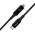 Miniatyrbillede 3 af 6: Flettet kabel med LED-skærm til iPhone MFI USB-C - Lightning 1,2m 30W 3A sort