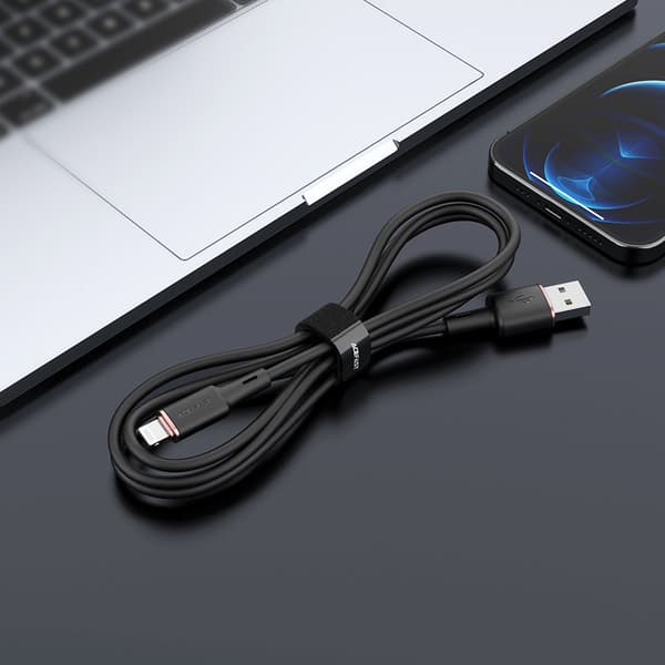 Kabel til iPhone MFI USB - Lightning 2.4A 1.2m sort