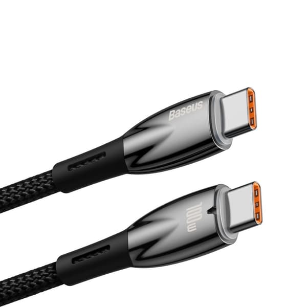 Glimmer Series USB-C 480Mb/s PD 100W hurtigopladningskabel 2m sort