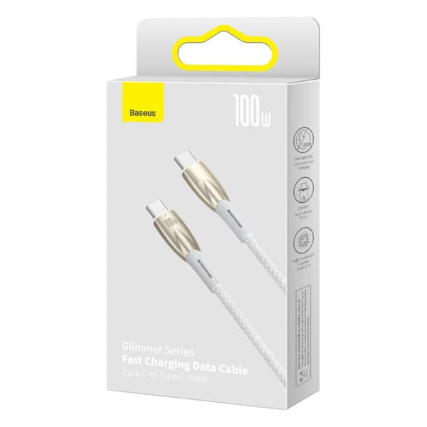 Glimmer Series USB-C 480Mb/s PD 100W hurtigopladningskabel 2m hvid
