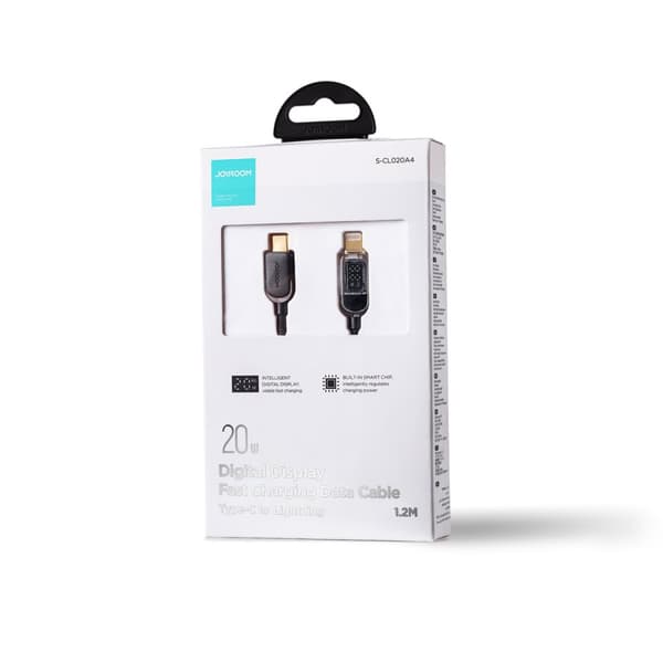 iPhone USB-C - Lightning kabel med display 20W 1,2 m sort