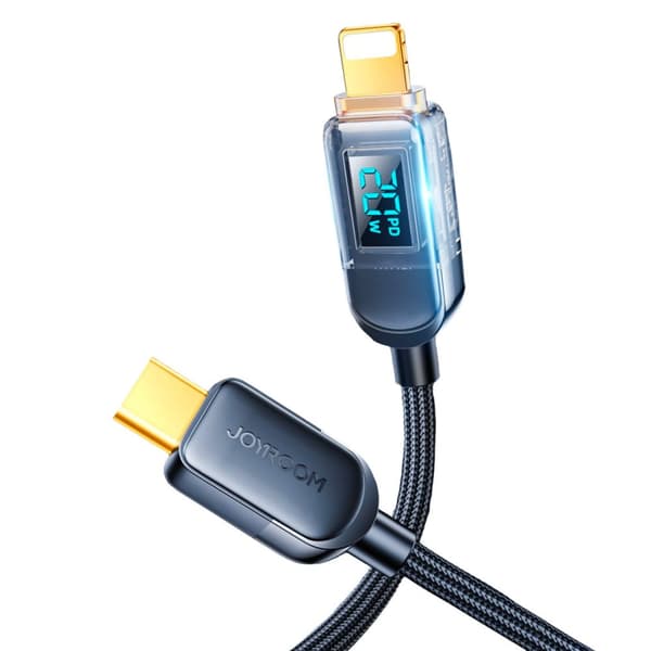 iPhone USB-C - Lightning kabel med display 20W 1,2 m sort
