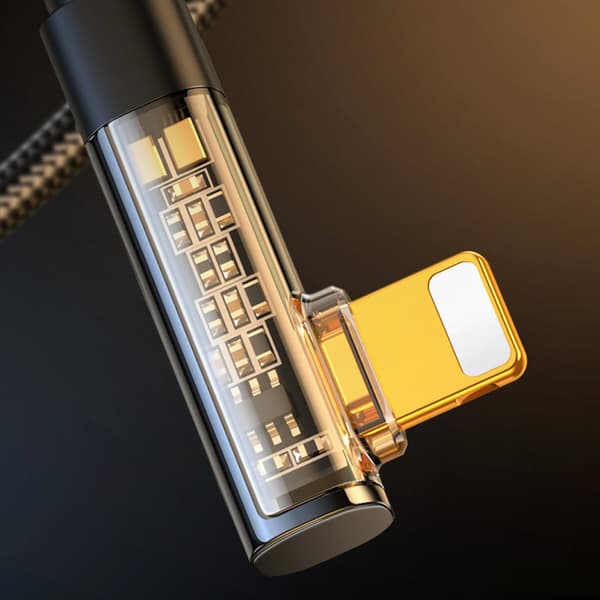 Vinklet iPhone Lightning - USB kabel til opladning og dataoverførsel 2,4A 1,2m sort