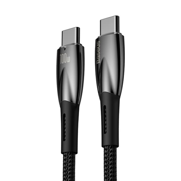 Holdbart fleksibelt USB-C hurtigopladningskabel 100W 1m sort