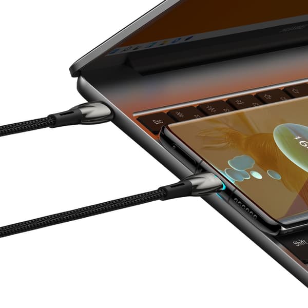 Holdbart fleksibelt USB-C hurtigopladningskabel 100W 1m sort