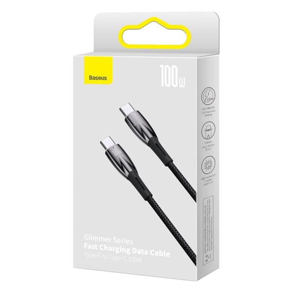 Holdbart fleksibelt USB-C hurtigopladningskabel 100W 1m sort