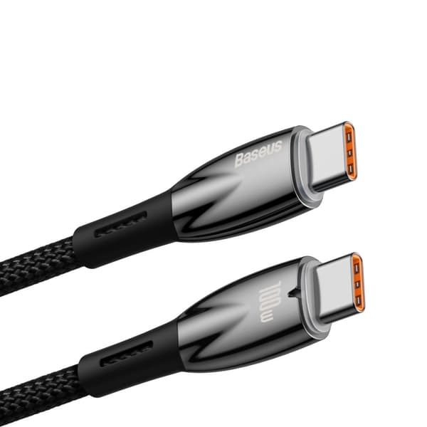 Holdbart fleksibelt USB-C hurtigopladningskabel 100W 1m sort