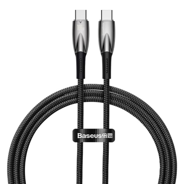 Holdbart fleksibelt USB-C hurtigopladningskabel 100W 1m sort