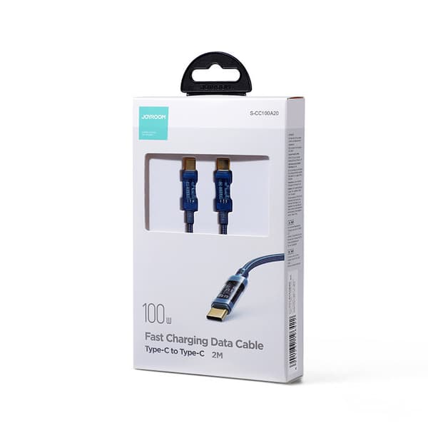 Stærkt flettet kabel USB-C 100W 2m blå