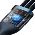 Miniatyrbillede 3 af 6: 3-i-1 kabel hurtigopladningskabel USB-A til USB-C microUSB Lightning 66W 480Mb/s 1,2m blå