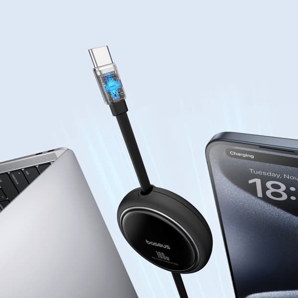 Kabel tilbagetrækkeligt optrækkeligt kabel USB-C 100W Free2Draw Mini 1m sort