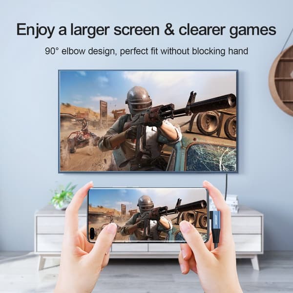 Vinklet USB-C - HDMI 4K 60Hz kabel, 2m, grå