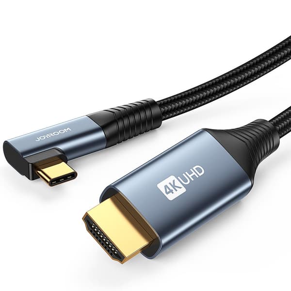 Vinklet USB-C - HDMI 4K 60Hz kabel, 2m, grå