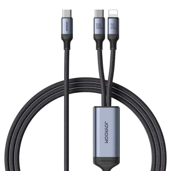 2in1 Speedy Series USB-C - USB-C / iPhone Lightning-kabel 100W 1,5m svart