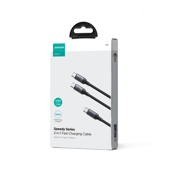 2in1 Speedy Series USB-C - 2x USB-C-kaapeli 1,5 m musta