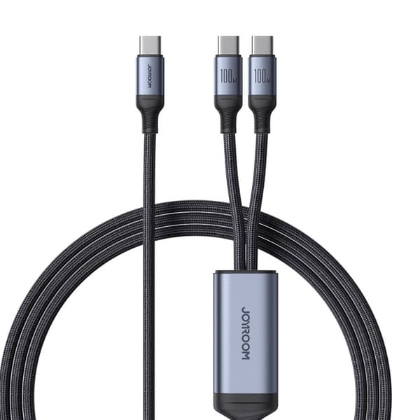 2in1 Speedy Series USB-C - 2x USB-C-kaapeli 1,5 m musta