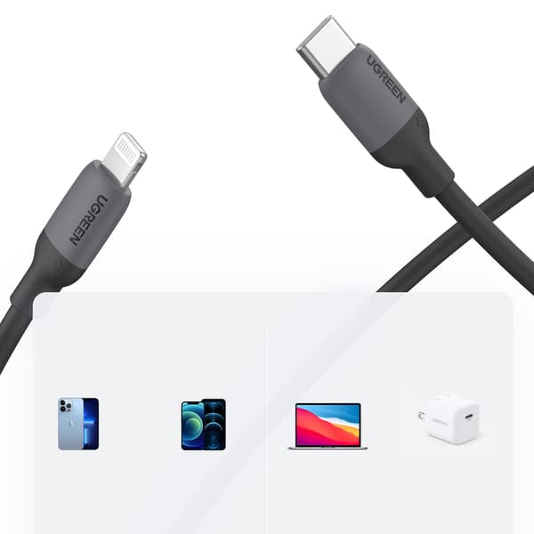 iPhone USB-C - Lightning PD 20W 1m hurtig opladningskabel, sort