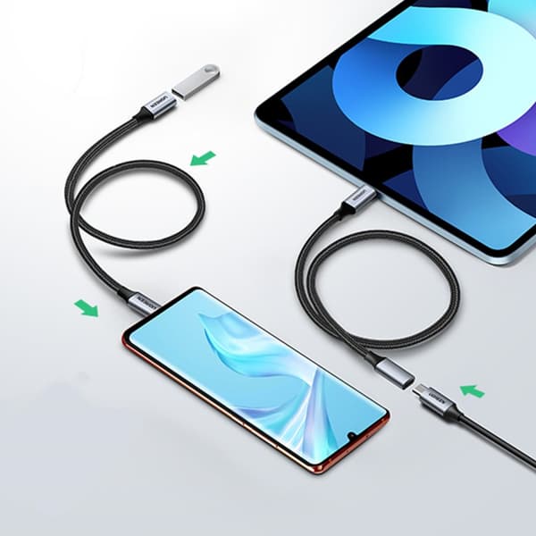 Slitstark USB-C 3.1 10Gb/s förlängningskabel, 1m, grå