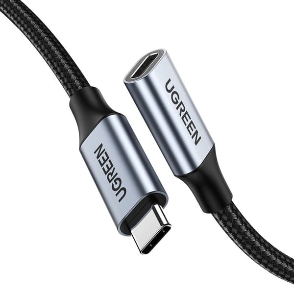 Slitstark USB-C 3.1 10Gb/s förlängningskabel, 1m, grå